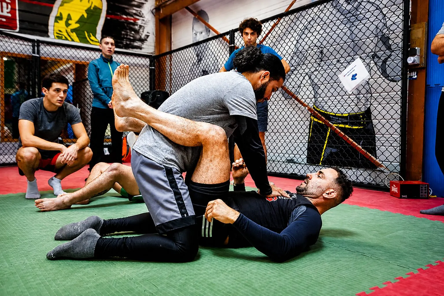 Cours de MMA et grappling : travail au sol dans la cage